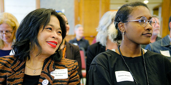 Cinema Department Chair Celine Parrenas Shimizu (left)