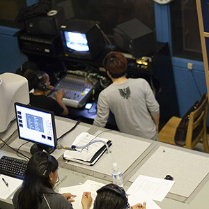 Students sitting in the library