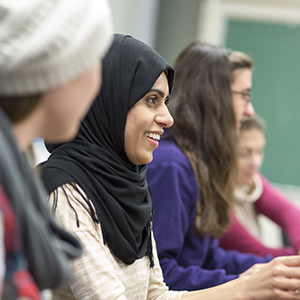 Student with hijab in class 