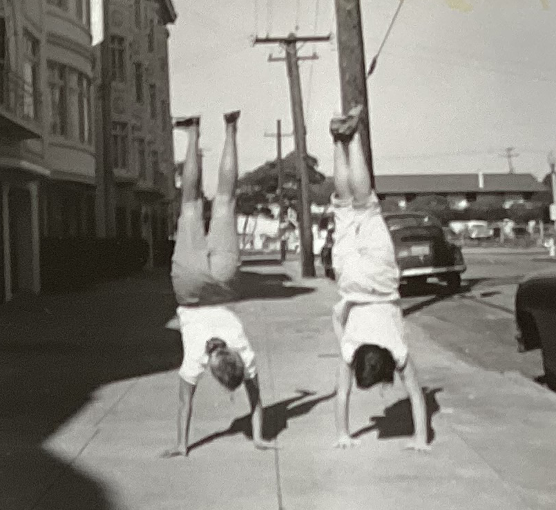 Karla and Leslie doing cartwheels