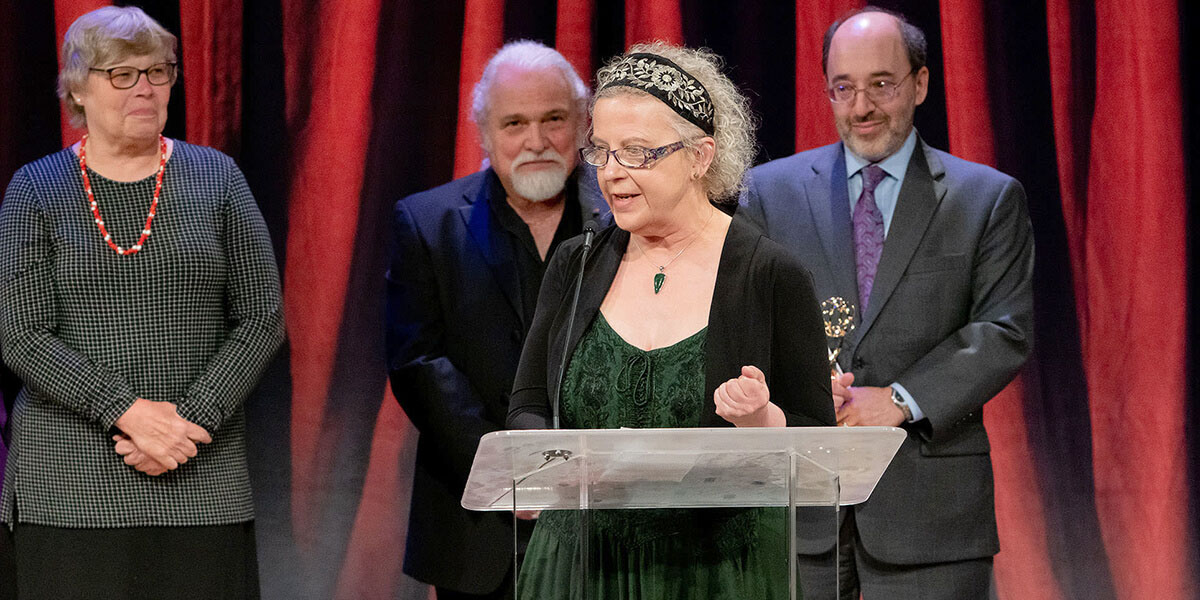 Director of BECA Sami Reist accepts Governor's Award at 2019 NorÇal emmys