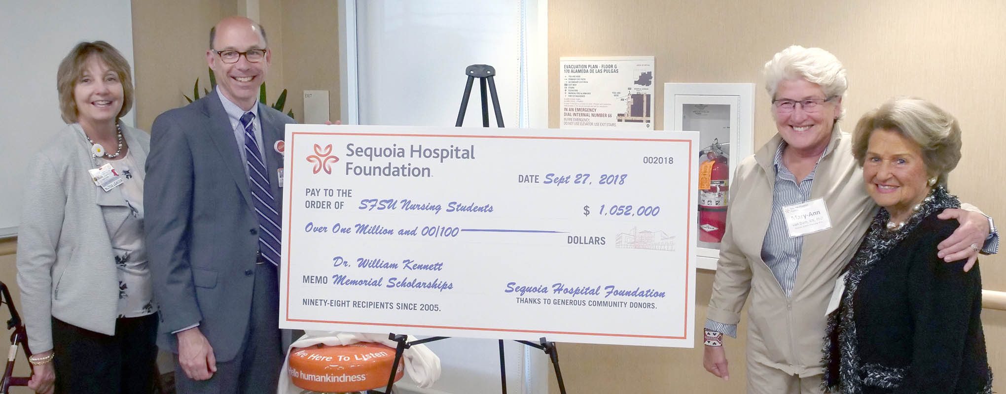 Kennett Foundation donates large check