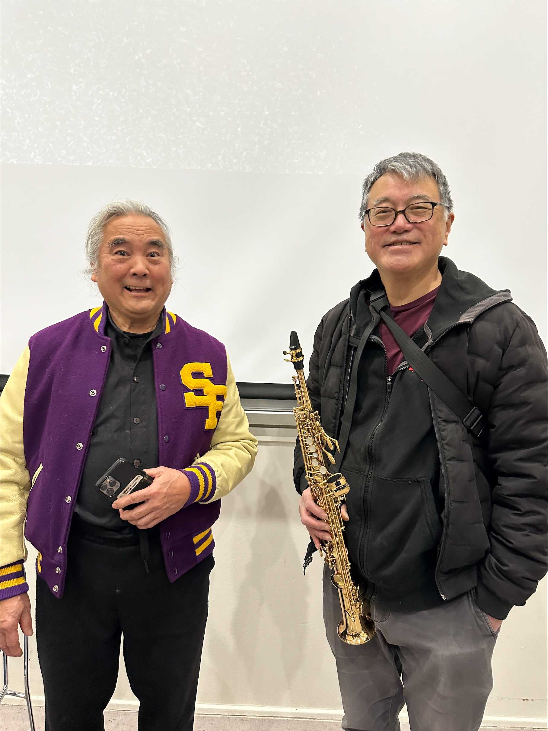 Robert Kikuchi-Yngojo wore the SFSU letterman jacket belatedly presented to his father by the University in 1990