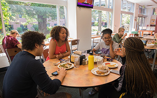 Students enjoying a nice meal