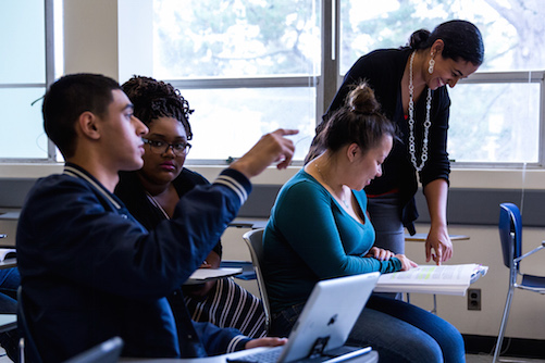 Students learning in a classroom