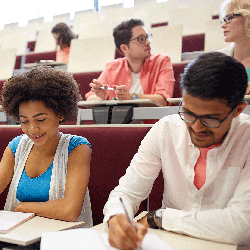 Diligent students in class