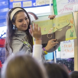 Student reading to class