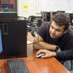 Students using computer to study