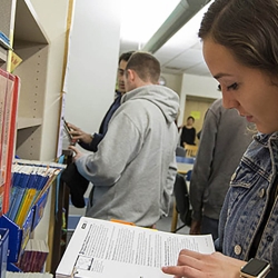 Student reading book
