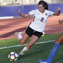 Woman playing soccer