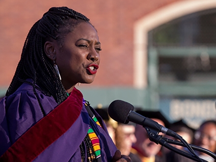 Alicia Garza speaking at SF State graduation